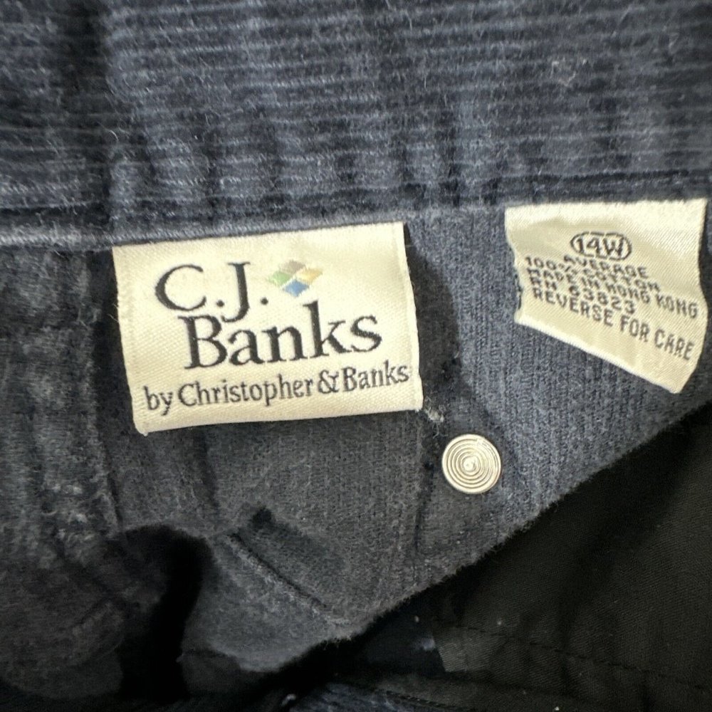 CJ Banks Dress Pants Womens Plus 14W Average Blue Corduroy Career  100% Cotton - Picture 3 of 10